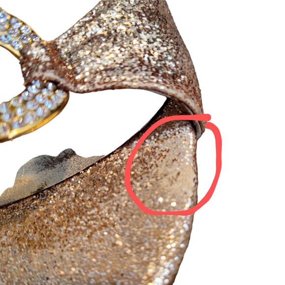 Stuart Weitzman Women's Size 8 1/2 Gole Sahara Glitter Heels - Picture 5 of 9